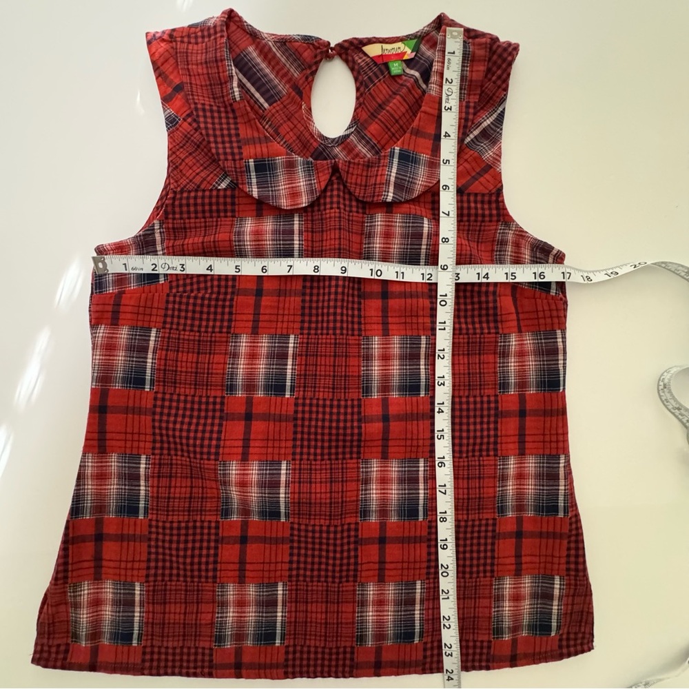 Fervour Patchwork Plaid Peter Pan Collar Sleevele… - image 5